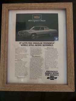 Vintage 1975 Chevrolet Caprice Classic Framed Original Magazine Advertisement