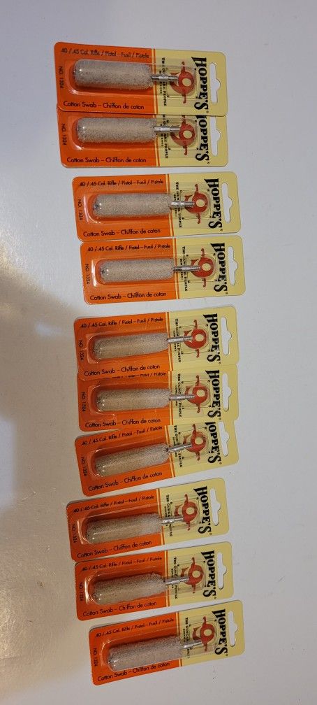Lot of 10 Hoppe's Gun Cleaning Cotton Swab For 40 / 45 Gauge Hoppe's #1324