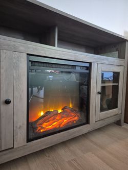 TV stand with electric fireplace and storage