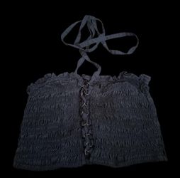 Navy blue American Eagle Outfitters halter crop top with ruched detailing XS