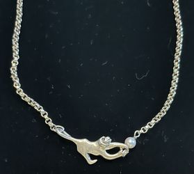 Vintage Mignon Faget Animal Cracker Collection. Children's Monkey & Pearl 15" Necklace. Discontinued and Rare. 