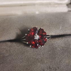 Heart Shape Red Garnet Ring


