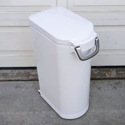 simplehuman large upright pet food secure storage white stainless steel can container bin