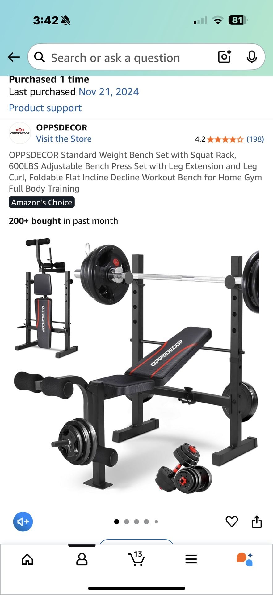 Brand New Never Used Weight Bench Set