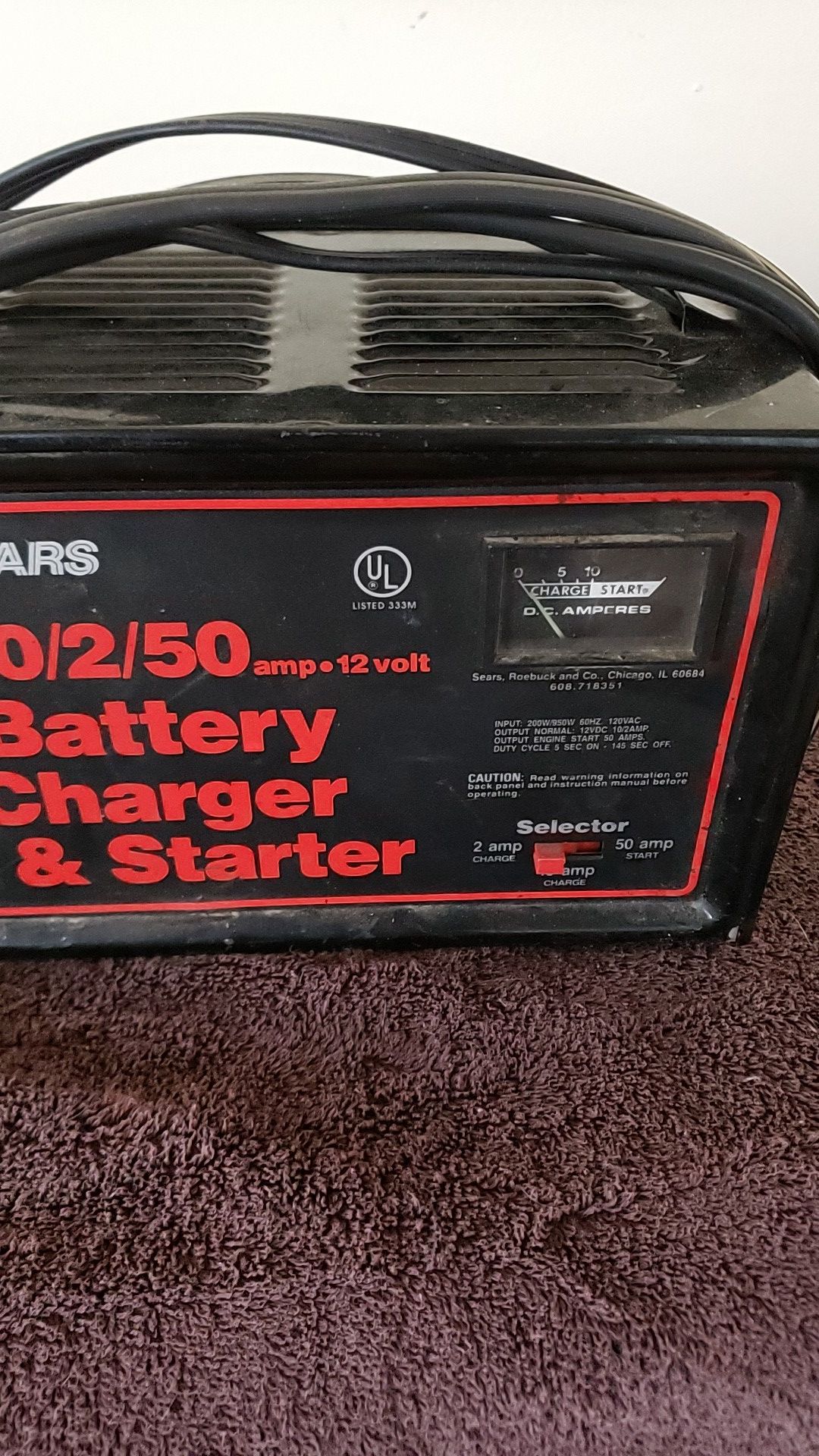 Sears craftsman car battery charger and engine starter
