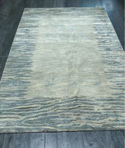 5’6X8’3 Modern Abstract Blue & Gray Area Rug