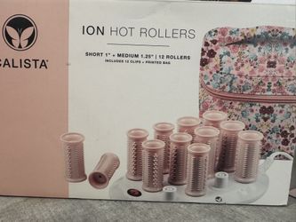 CALISTA Ion Hot Rollers for Long Hair | Hair Roller Clips Included | Heats to 230°F | Dual Voltage | Add Hands-Free Curls, Waves, and Volume (Pink, Lo