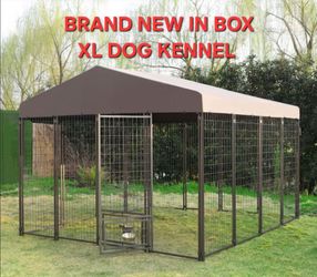 Brand new in box! Xl Heavy Duty reinforced iron dog kennel w/ roof tarp, bowls, swivel feed door, corral de mascota, dog cage delivery available!