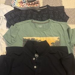 Jeans and t-shirts for a boy size 10 and two pairs of Vans tennis shoes size 4.5 and 5