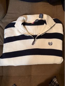 Chaps M Striped 1/4 Zip Sweater
