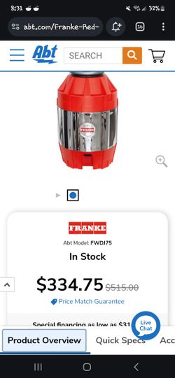 OBO Garbage Disposal Brand New 3/4HP 