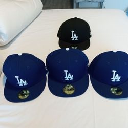 MLB  L.A.  Dodgers. Size  7, 7 3/8,  7 1/4,  And The Black One Is  7 3/8