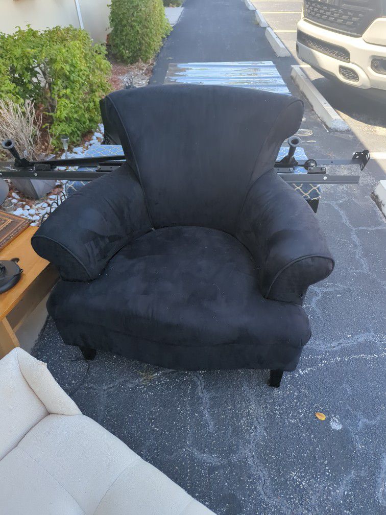 New Black Velvet Chair Perfect Condition Wide