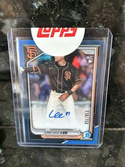 2024 Bowman Chrome Jung Hoo Lee True Blue RC Refractor Auto #110/150 Giants