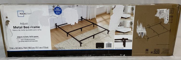 Mainstays 7" Twin/Full/Queen Size Adjustable Metal Bed Frame, Black