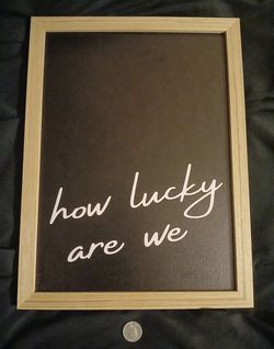 Rustic framed wall art piece  "how lucky are we"