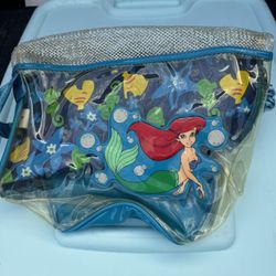 Vintage Disney Store Ariel Beach Vinyl Sparkly Drawstring Bag