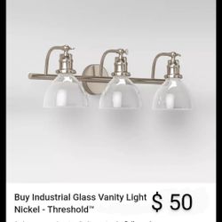 Brand New Industrial Glass Vanity Light Nickel Threshold 