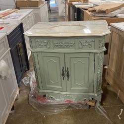 Top Rated Home Decorators Collection Winslow 33 in. W x 22 in. D Bath Vanity in Antique Gray with White Marble Vanity Top with White Basin