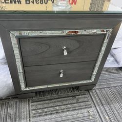 Gently Use Nightstand With Mirror, Accent, And Light