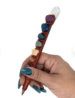 8 Chakra Healing Crystal Pen – Refillable Stone Pen for Journaling, Writing, Meditation, Reiki Gifts