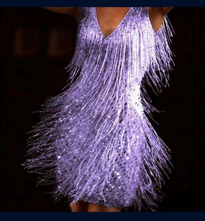 Dresses Tassels V NeckShort Sleeveless Slim

Bodycons Mini Dress Purple