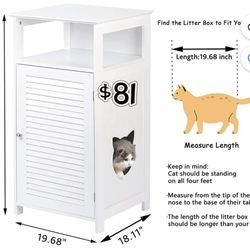 😀 Cat Litter Box Furniture Hidden, Wooden Cat Cabinet with Storage, Inner Shelf, and Shutter Style Door for Living Room Bathroom
