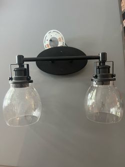 2-Light Black Wall Sconce with Glass Shades