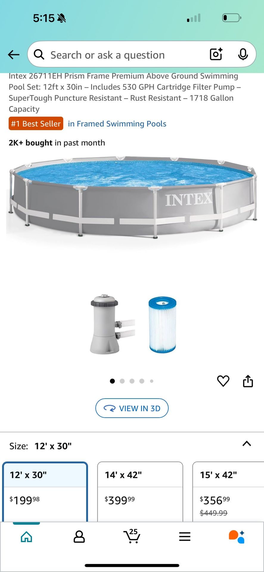 Intex Round Pool 12ft by 30”