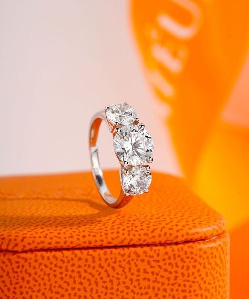 3 Diamond 2 Carat + 1 Carat + 1 Carat Size 6/7/7.5/8.5 Moissanite platinum finished rings 90% off retail