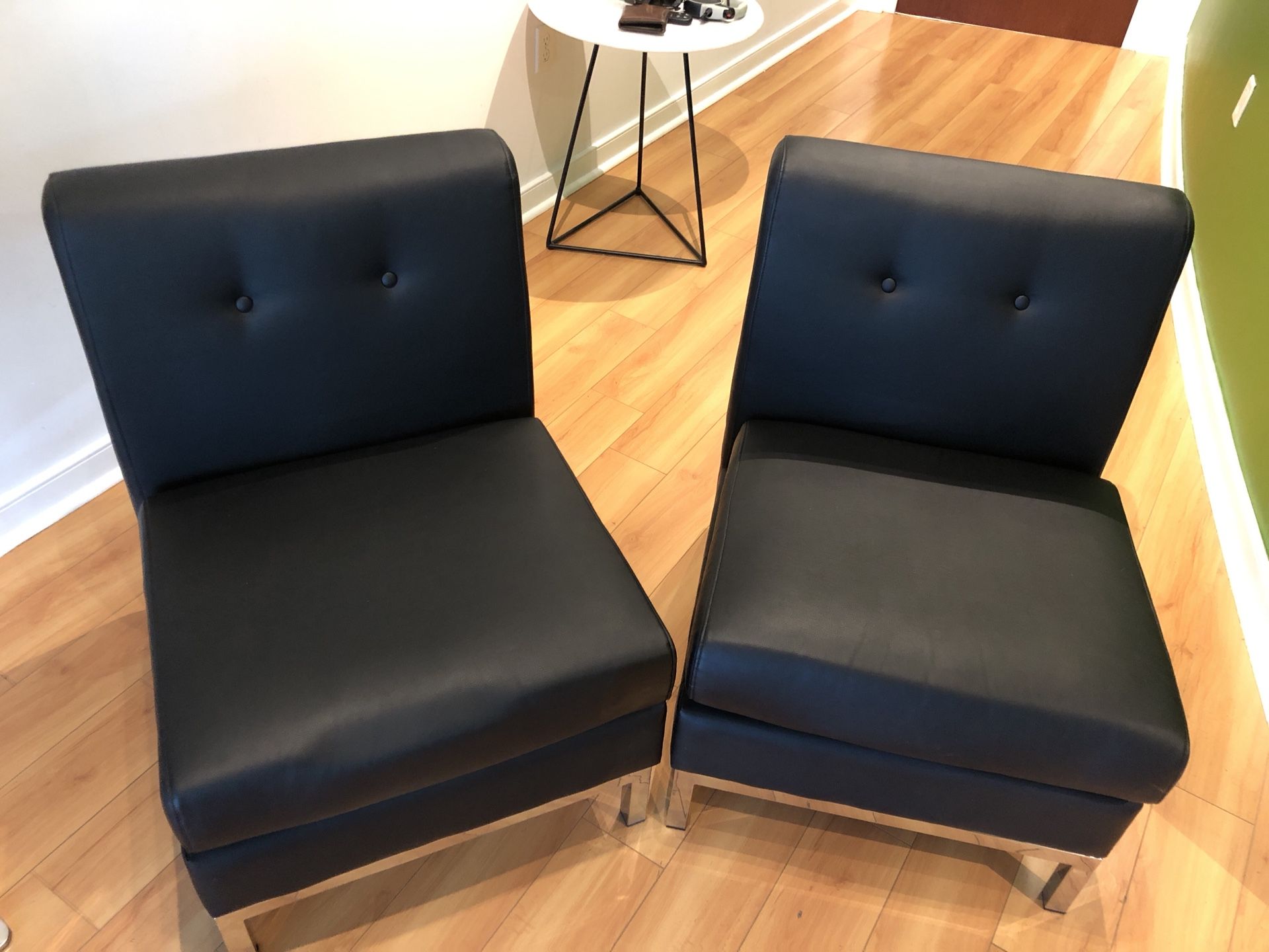 Black/Chrome leather chairs