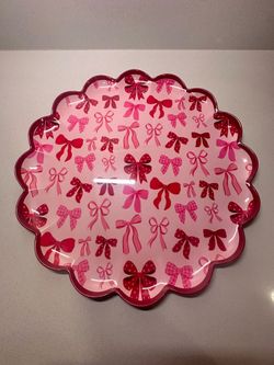 Cupcakes and Cashmere Pink Bow Scalloped Platter – Coquette Melamine Serving Tray