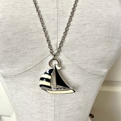 Sailboat Enamel Pendant Necklace 