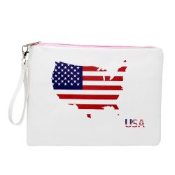USA Flag Padded Large Envelope Clutch Wristlet Bag