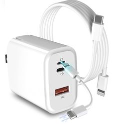 30W 3-Port,iPhone 14 13Fast Charging Super Fast USB C Charger Compatible with iPhone,iPad Pro and Samsung Galaxy Android Multiple Device