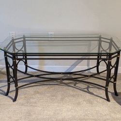 Glass Table With Gold/Black Metal Base