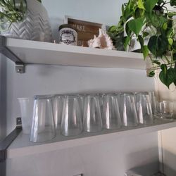 Contemporary Wooden White shelf with silver bracket 47-1/4" x 11" x 1"