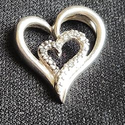 Silver Double Heart Charm 
