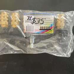 Zeluga 6-Way Industrial Style Bar Air Manifold W/ Brass 6 Coupler