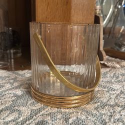 Vintage Glass & Gold Ice Bucket