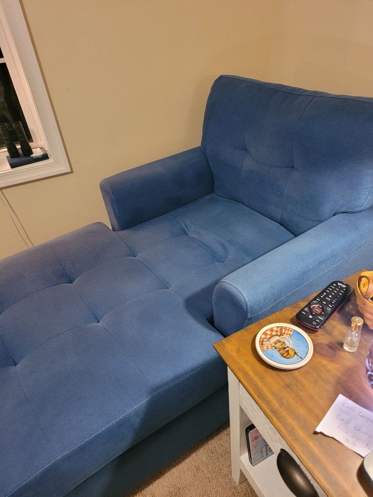 Blue Upholstered Chaise Lounge