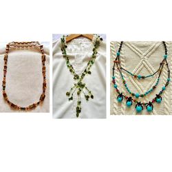 European Travel Jewelry Collection – France, Germany & Italy – Unique Statement Necklaces (Set of 3)