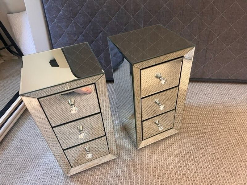 Pair of Mirrored Nightstands