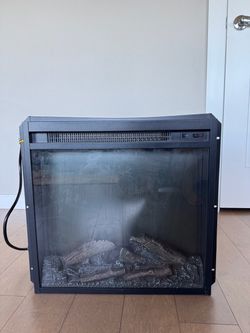 Electric Fireplace Insert with Faux Log Bed