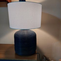 Henn&Hart 20.5" Tall/Black Rattan Table Lamp with Fabric Shade