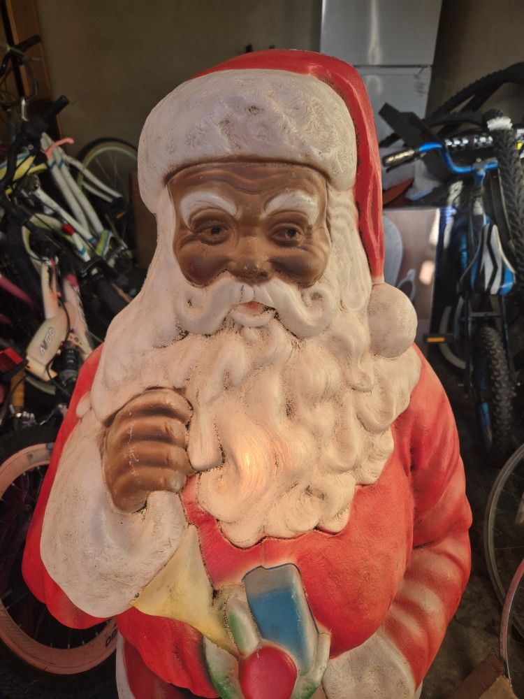 Black Santa Clause Light Up Vintage