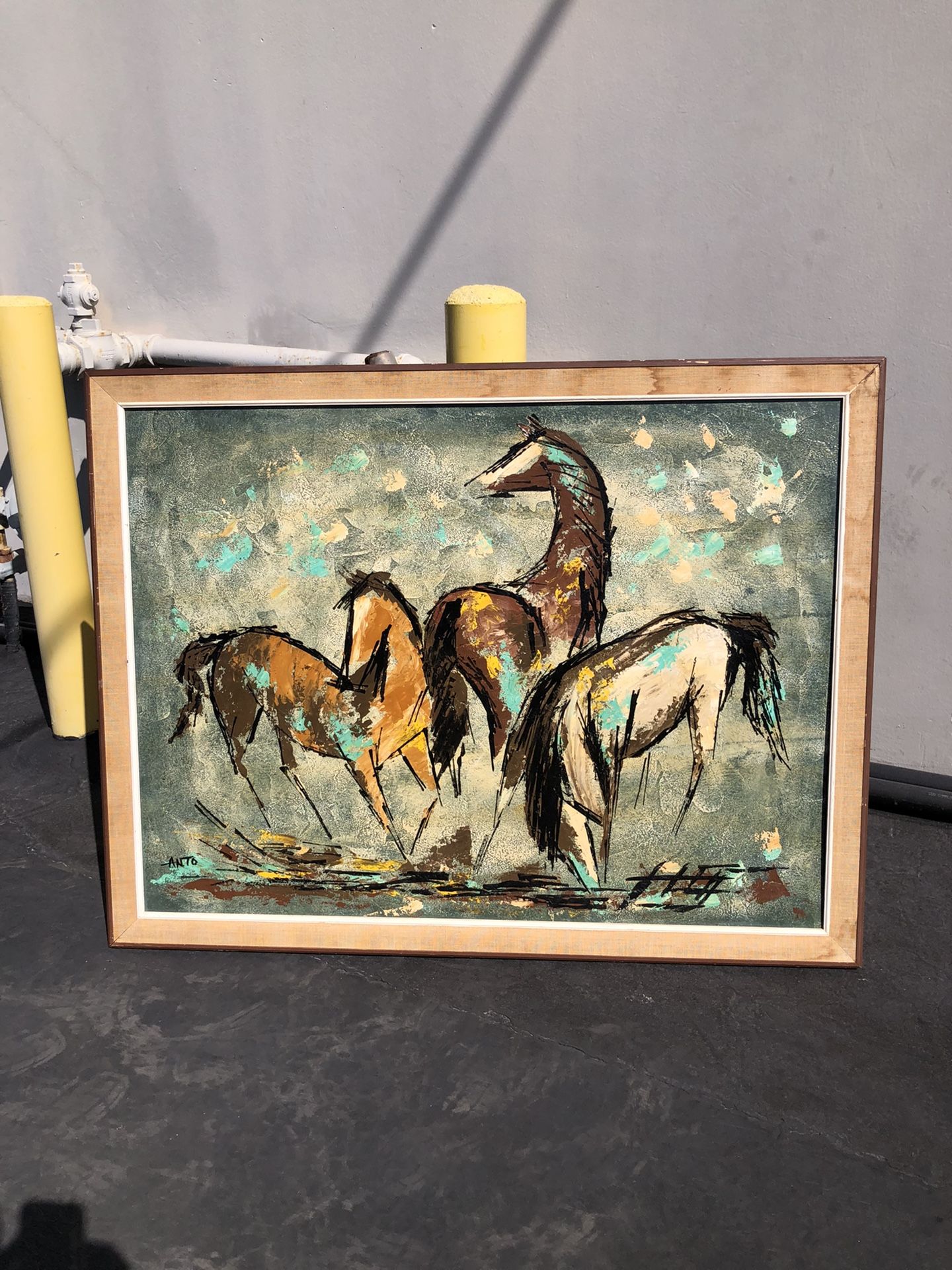 Abstract painting three horses by Anto