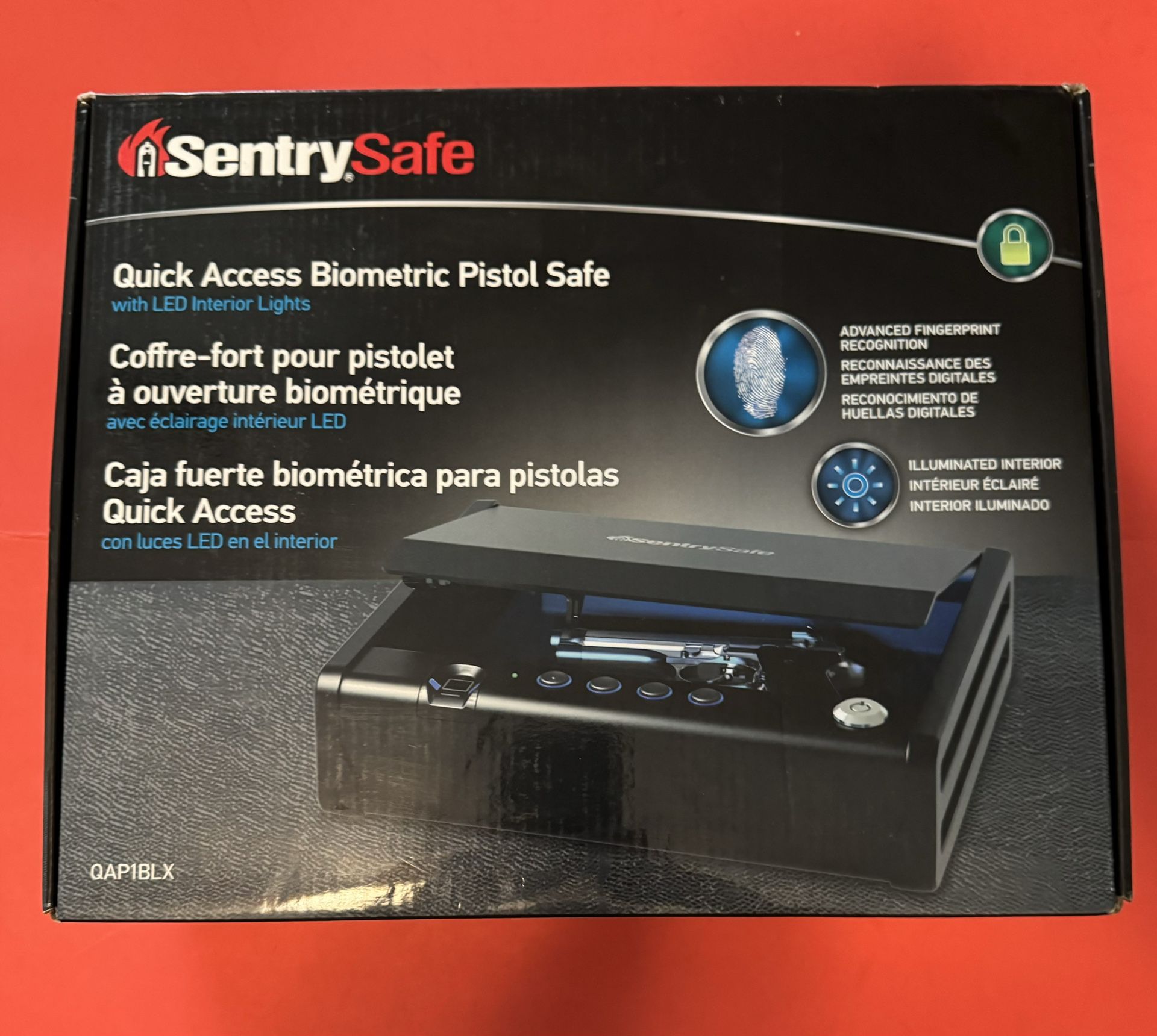 SentrySafe QAP1BLX Biometric Gun Safe for Handgun or Pistol