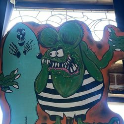 Rat fink wood sign
