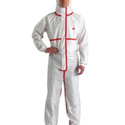 25 Pack 3M 4565-BLK-M Hooded Disposable Coveralls White Red Size Medium